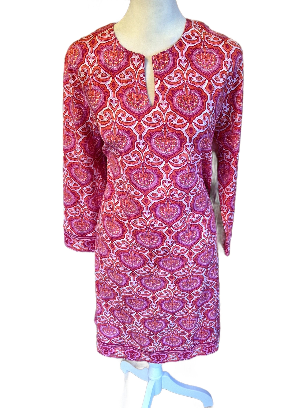 Coolibar Pink & Fuchsia Printed Long-Sleeve Shift Dress